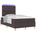 vidaXL Pat cu arcuri cu saltea Maro închis 120 x 200 cm țesătură vidaXL Pat cu arcuri cu saltea Maro închis 120 x 200 cm țesătură