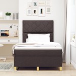 vidaXL Pat cu arcuri cu saltea Maro închis 120 x 200 cm țesătură vidaXL Pat cu arcuri cu saltea Maro închis 120 x 200 cm țesătură