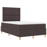 vidaXL Pat cu arcuri cu saltea Maro închis 120 x 200 cm țesătură vidaXL Pat cu arcuri cu saltea Maro închis 120 x 200 cm țesătură
