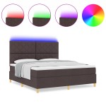 vidaXL Pat cu arcuri cu saltea Maro închis 180 x 200 cm țesătură vidaXL Pat cu arcuri cu saltea Maro închis 180 x 200 cm țesătură