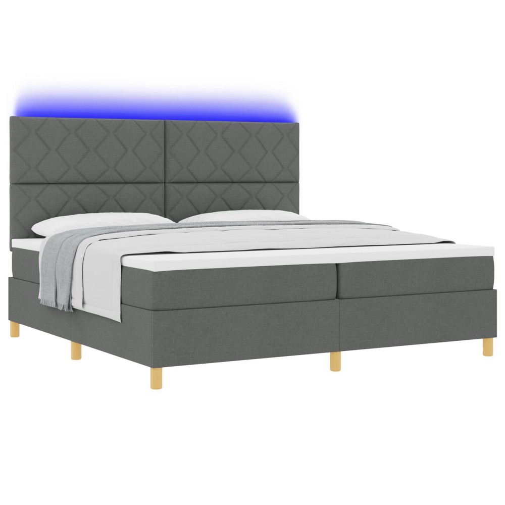 vidaXL Pat cu arcuri cu saltea Gri închis 200 x 200 cm țesătură