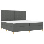 vidaXL Pat cu arcuri cu saltea Gri închis 200 x 200 cm țesătură vidaXL Pat cu arcuri cu saltea Gri închis 200 x 200 cm țesătură