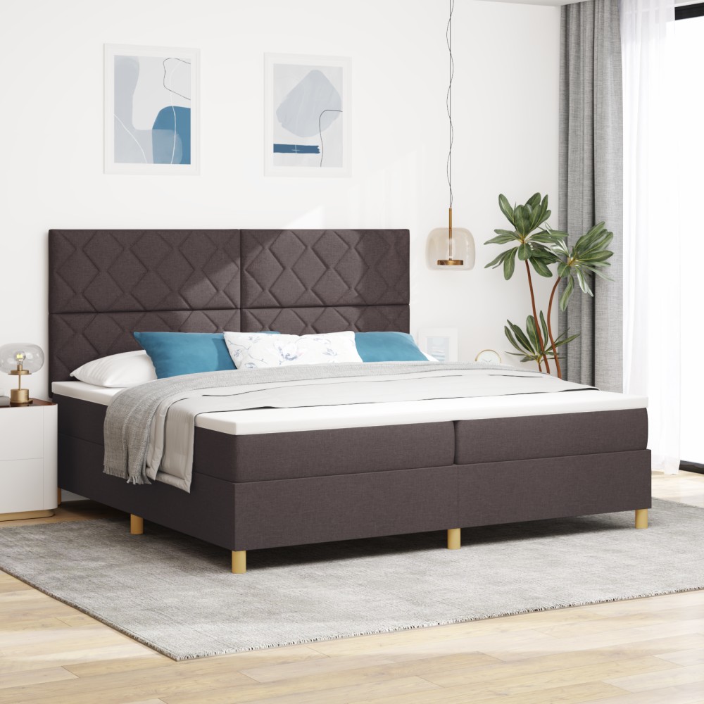 vidaXL Pat cu arcuri cu saltea Maro închis 200 x 200 cm țesătură