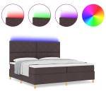 vidaXL Pat cu arcuri cu saltea Maro închis 200 x 200 cm țesătură vidaXL Pat cu arcuri cu saltea Maro închis 200 x 200 cm țesătură