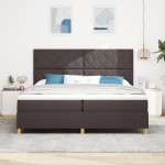 vidaXL Pat cu arcuri cu saltea Maro închis 200 x 200 cm țesătură vidaXL Pat cu arcuri cu saltea Maro închis 200 x 200 cm țesătură