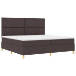 vidaXL Pat cu arcuri cu saltea Maro închis 200 x 200 cm țesătură vidaXL Pat cu arcuri cu saltea Maro închis 200 x 200 cm țesătură