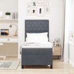 vidaXL Pat cu arcuri cu saltea Gri închis 80 x 200 cm Catifea vidaXL Pat cu arcuri cu saltea Gri închis 80 x 200 cm Catifea