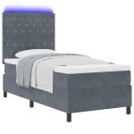 vidaXL Pat cu arcuri cu saltea Gri închis 90 x 200 cm Catifea vidaXL Pat cu arcuri cu saltea Gri închis 90 x 200 cm Catifea