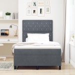 vidaXL Pat cu arcuri cu saltea Gri închis 120 x 200 cm Catifea vidaXL Pat cu arcuri cu saltea Gri închis 120 x 200 cm Catifea