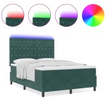 vidaXL Pat cu arcuri cu saltea Verde închis 140 x 190 cm Catifea