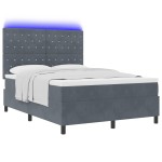 vidaXL Pat cu arcuri cu saltea Gri închis 140 x 200 cm Catifea vidaXL Pat cu arcuri cu saltea Gri închis 140 x 200 cm Catifea