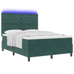 vidaXL Pat cu arcuri cu saltea Verde închis 140 x 200 cm Catifea