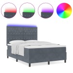 vidaXL Pat cu arcuri cu saltea Gri închis 160 x 200 cm Catifea vidaXL Pat cu arcuri cu saltea Gri închis 160 x 200 cm Catifea