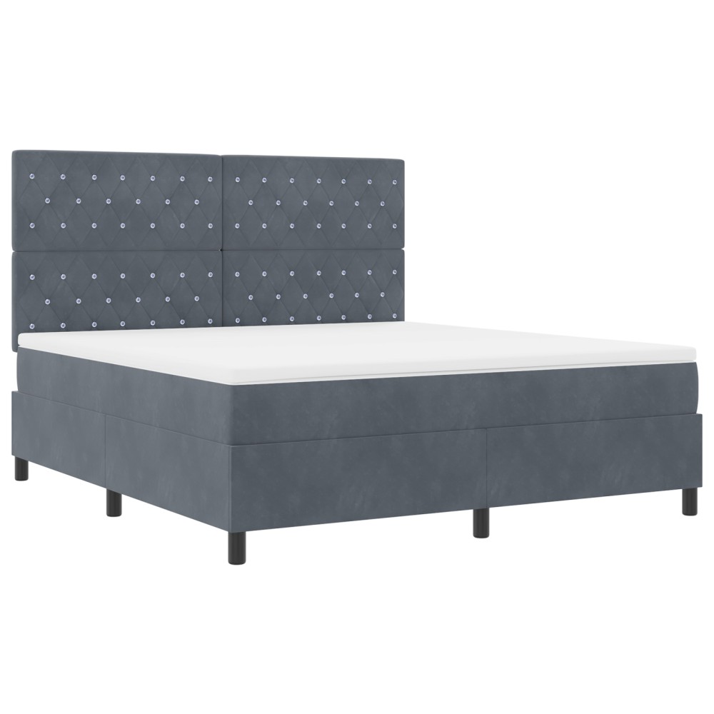 vidaXL Pat cu arcuri cu saltea Gri închis 180 x 200 cm Catifea