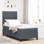 vidaXL Pat cu arcuri cu saltea Gri închis 90 x 200 cm Catifea vidaXL Pat cu arcuri cu saltea Gri închis 90 x 200 cm Catifea
