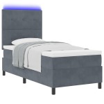 vidaXL Pat cu arcuri cu saltea Gri închis 90 x 200 cm Catifea vidaXL Pat cu arcuri cu saltea Gri închis 90 x 200 cm Catifea