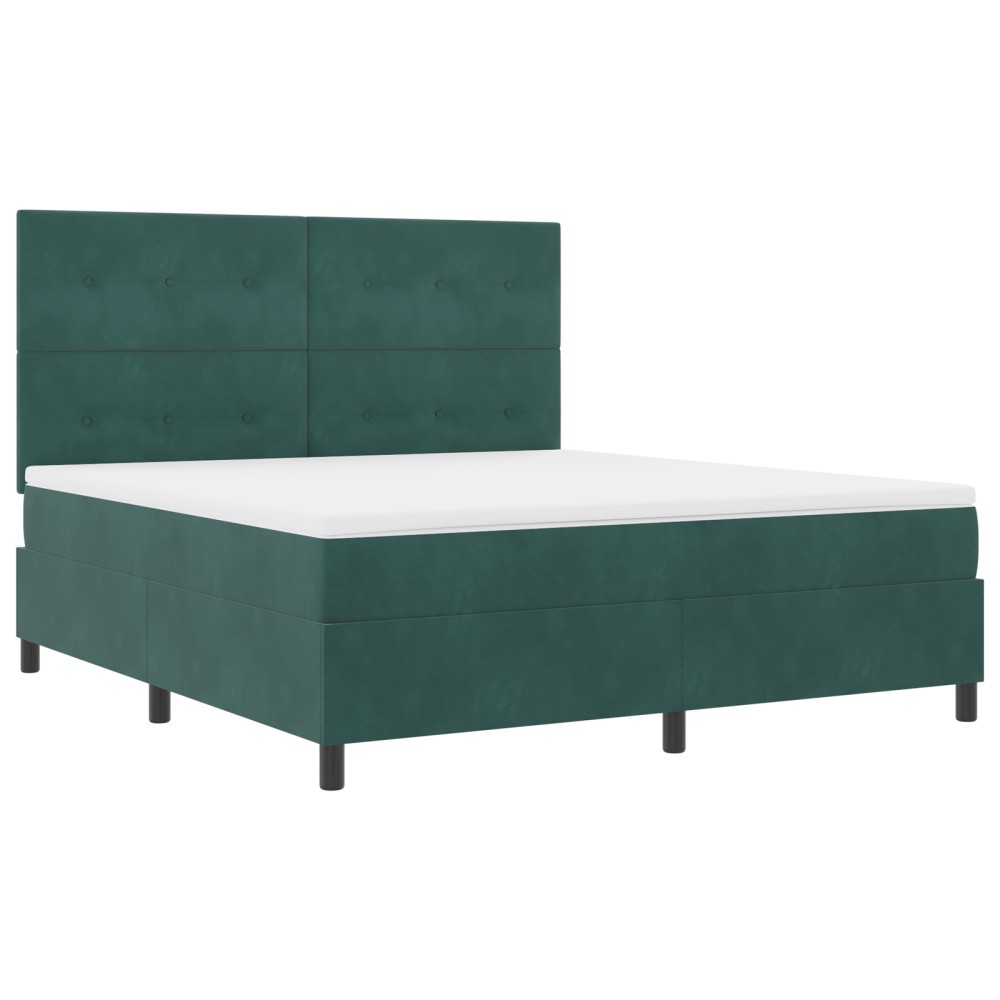 vidaXL Pat cu arcuri cu saltea Verde închis 180 x 200 cm Catifea