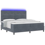 vidaXL Pat cu arcuri cu saltea Gri închis 200 x 200 cm Catifea vidaXL Pat cu arcuri cu saltea Gri închis 200 x 200 cm Catifea