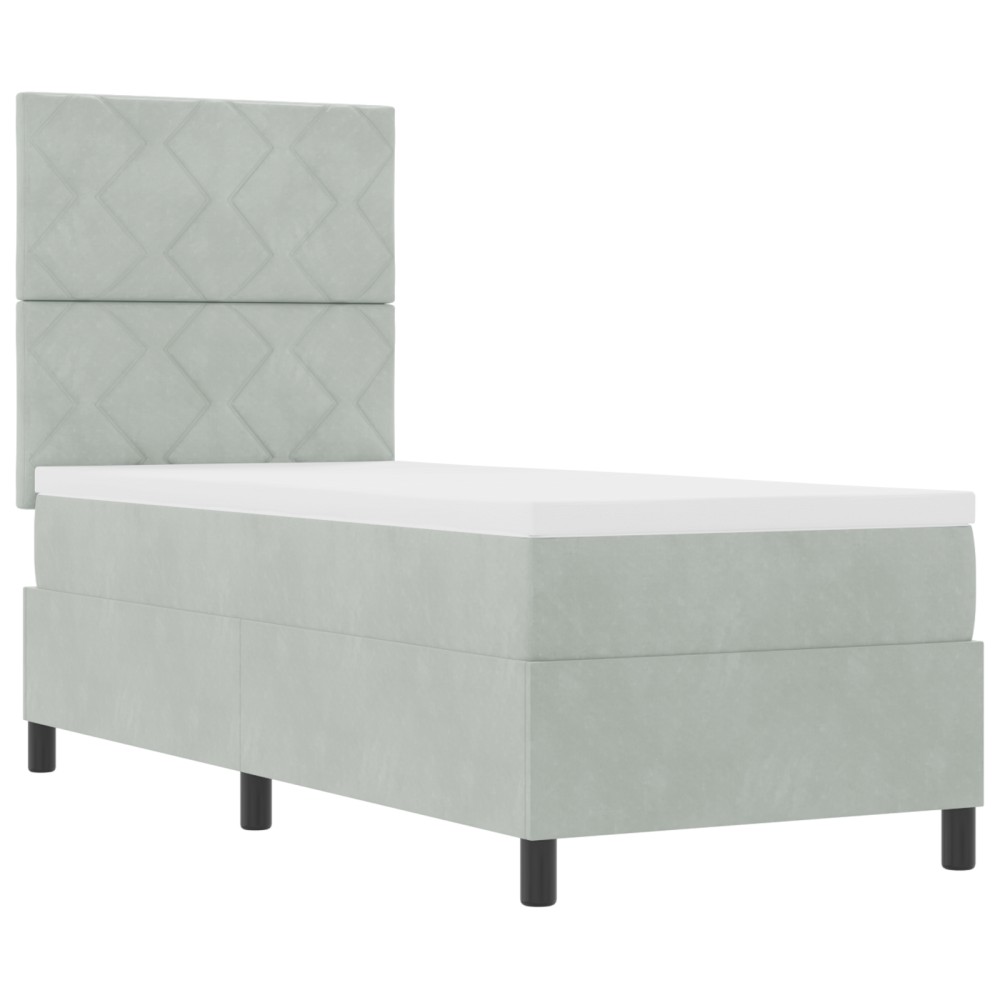vidaXL Pat cu arcuri cu saltea Gri deschis 80 x 200 cm Catifea