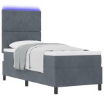 vidaXL Pat cu arcuri cu saltea Gri închis 80 x 200 cm Catifea vidaXL Pat cu arcuri cu saltea Gri închis 80 x 200 cm Catifea