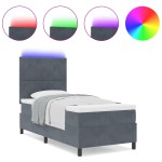 vidaXL Pat cu arcuri cu saltea Gri închis 90 x 190 cm Catifea vidaXL Pat cu arcuri cu saltea Gri închis 90 x 190 cm Catifea