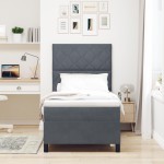 vidaXL Pat cu arcuri cu saltea Gri închis 90 x 190 cm Catifea vidaXL Pat cu arcuri cu saltea Gri închis 90 x 190 cm Catifea