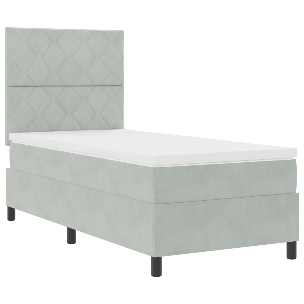 vidaXL Pat cu arcuri cu saltea Gri deschis 90 x 200 cm Catifea