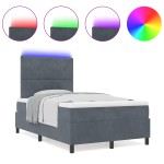 vidaXL Pat cu arcuri cu saltea Gri închis 120 x 190 cm Catifea vidaXL Pat cu arcuri cu saltea Gri închis 120 x 190 cm Catifea