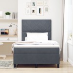 vidaXL Pat cu arcuri cu saltea Gri închis 120 x 200 cm Catifea vidaXL Pat cu arcuri cu saltea Gri închis 120 x 200 cm Catifea