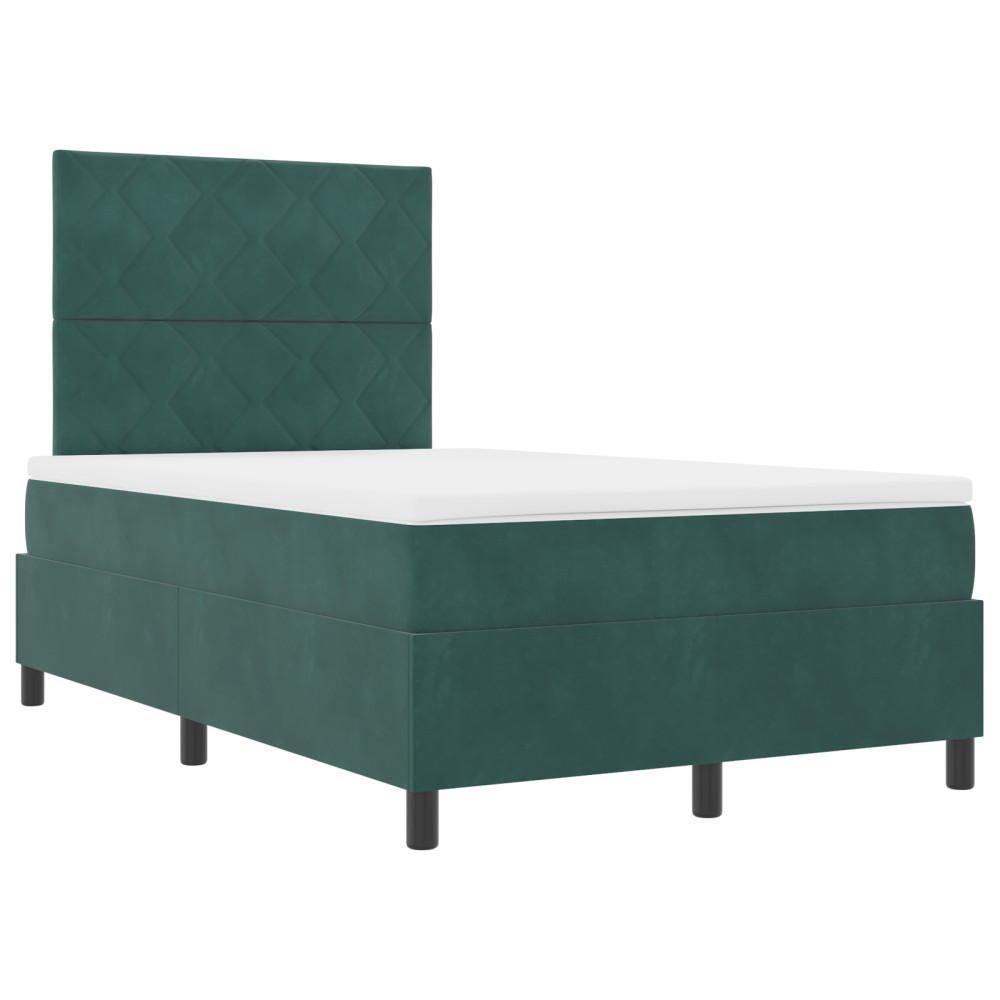 vidaXL Pat cu arcuri cu saltea Verde închis 120 x 200 cm Catifea