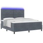 vidaXL Pat cu arcuri cu saltea Gri închis 180 x 200 cm Catifea vidaXL Pat cu arcuri cu saltea Gri închis 180 x 200 cm Catifea