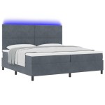 vidaXL Pat cu arcuri cu saltea Gri închis 200 x 200 cm Catifea vidaXL Pat cu arcuri cu saltea Gri închis 200 x 200 cm Catifea