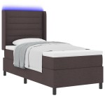 vidaXL Pat cu arcuri cu saltea Maro închis 90 x 200 cm țesătură vidaXL Pat cu arcuri cu saltea Maro închis 90 x 200 cm țesătură
