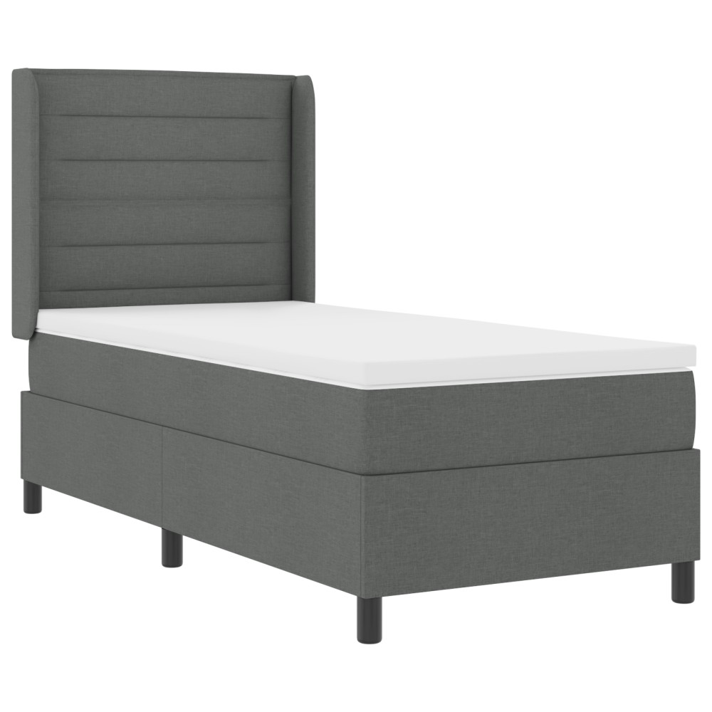 vidaXL Pat cu arcuri cu saltea Gri închis 100 x 200 cm țesătură