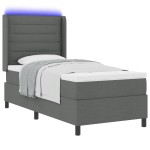 vidaXL Pat cu arcuri cu saltea Gri închis 100 x 200 cm țesătură vidaXL Pat cu arcuri cu saltea Gri închis 100 x 200 cm țesătură