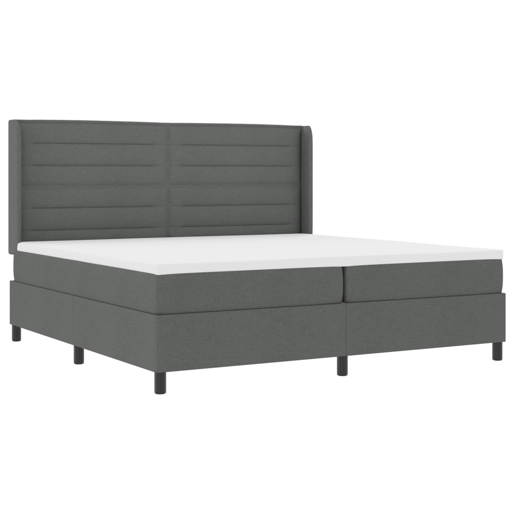 vidaXL Pat cu arcuri cu saltea Gri închis 200 x 200 cm țesătură