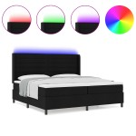 vidaXL Pat cu arcuri cu saltea Negru 200 x 200 cm țesătură vidaXL Pat cu arcuri cu saltea Negru 200 x 200 cm țesătură
