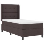 vidaXL Pat cu arcuri cu saltea Maro închis 90 x 200 cm țesătură vidaXL Pat cu arcuri cu saltea Maro închis 90 x 200 cm țesătură