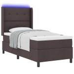 vidaXL Pat cu arcuri cu saltea Maro închis 90 x 200 cm țesătură vidaXL Pat cu arcuri cu saltea Maro închis 90 x 200 cm țesătură