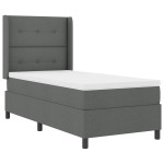 vidaXL Pat cu arcuri cu saltea Gri închis 100 x 200 cm țesătură vidaXL Pat cu arcuri cu saltea Gri închis 100 x 200 cm țesătură