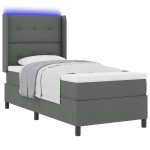vidaXL Pat cu arcuri cu saltea Gri închis 100 x 200 cm țesătură vidaXL Pat cu arcuri cu saltea Gri închis 100 x 200 cm țesătură
