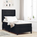 vidaXL Pat cu arcuri cu saltea Negru 100 x 200 cm țesătură vidaXL Pat cu arcuri cu saltea Negru 100 x 200 cm țesătură
