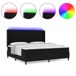 vidaXL Pat cu arcuri cu saltea Negru 200 x 200 cm țesătură vidaXL Pat cu arcuri cu saltea Negru 200 x 200 cm țesătură