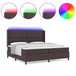 vidaXL Pat cu arcuri cu saltea Maro închis 200 x 200 cm țesătură vidaXL Pat cu arcuri cu saltea Maro închis 200 x 200 cm țesătură