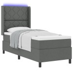 vidaXL Pat cu arcuri cu saltea Gri închis 80 x 200 cm țesătură vidaXL Pat cu arcuri cu saltea Gri închis 80 x 200 cm țesătură