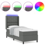 vidaXL Pat cu arcuri cu saltea Gri închis 80 x 200 cm țesătură vidaXL Pat cu arcuri cu saltea Gri închis 80 x 200 cm țesătură