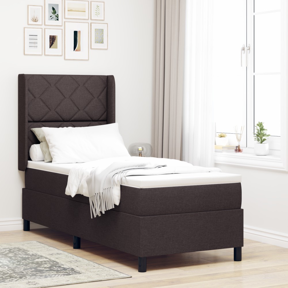 vidaXL Pat cu arcuri cu saltea Maro închis 80 x 200 cm țesătură