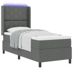 vidaXL Pat cu arcuri cu saltea Gri închis 90 x 190 cm țesătură vidaXL Pat cu arcuri cu saltea Gri închis 90 x 190 cm țesătură