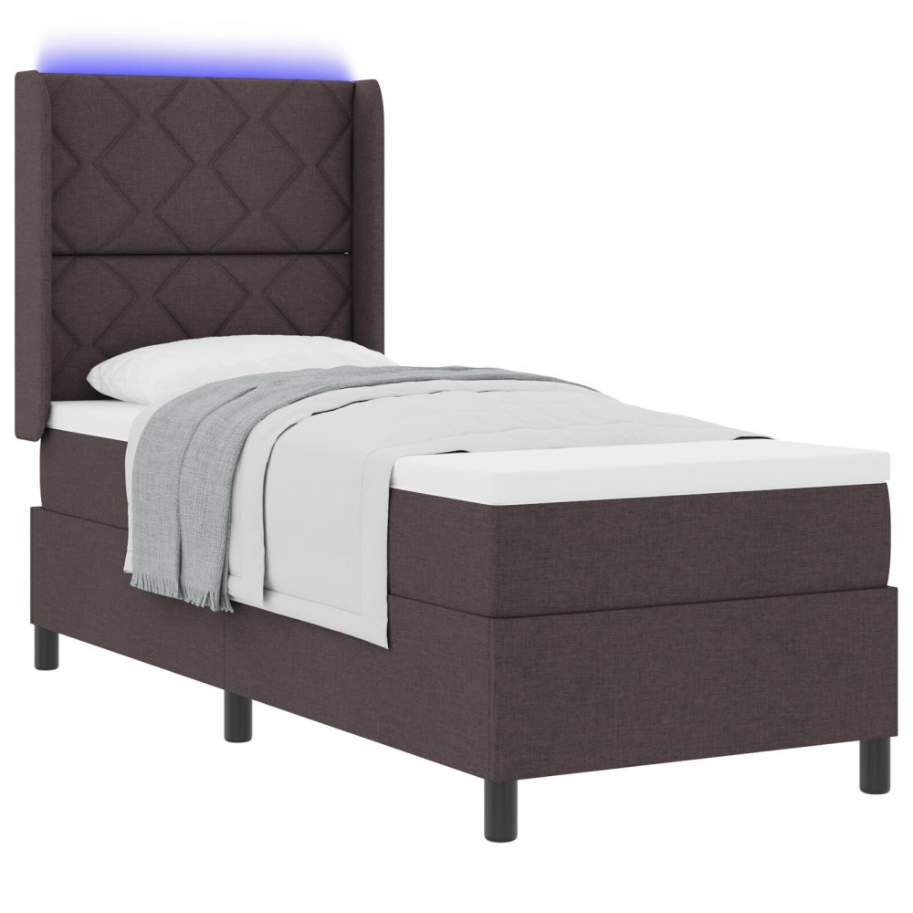 vidaXL Pat cu arcuri cu saltea Maro închis 90 x 190 cm țesătură