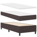 vidaXL Pat cu arcuri cu saltea Maro închis 90 x 190 cm țesătură vidaXL Pat cu arcuri cu saltea Maro închis 90 x 190 cm țesătură